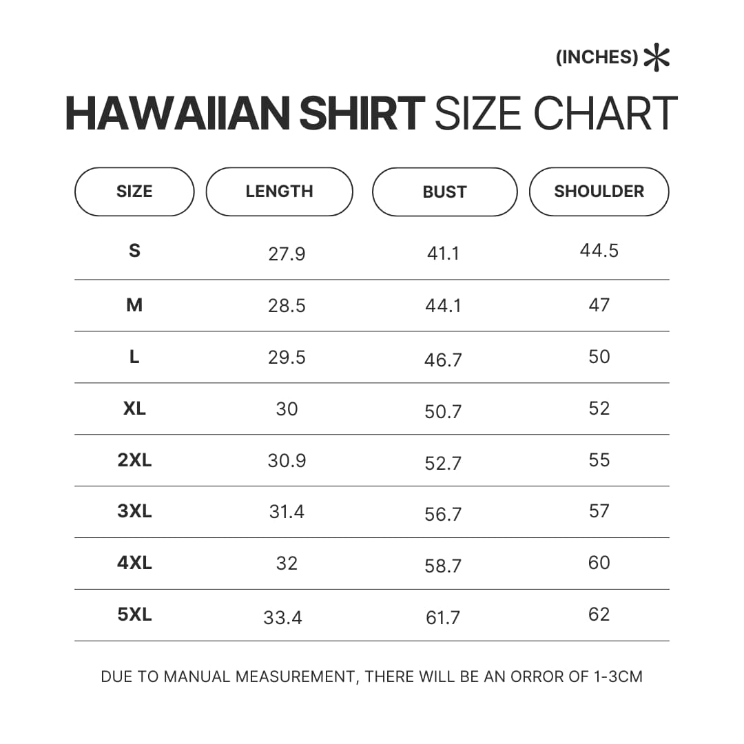 Hawaiian Shirt Size Chart - Gundam Merch