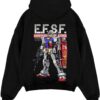 gundam rx 78 2 black hoodie flat back design - Gundam Merch