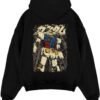 rx78 gundam black hoodie flat back design - Gundam Merch