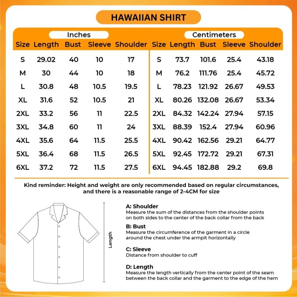 3D Hawaiian Shirt Size Chart 1024x1024 1 - Gundam Merch